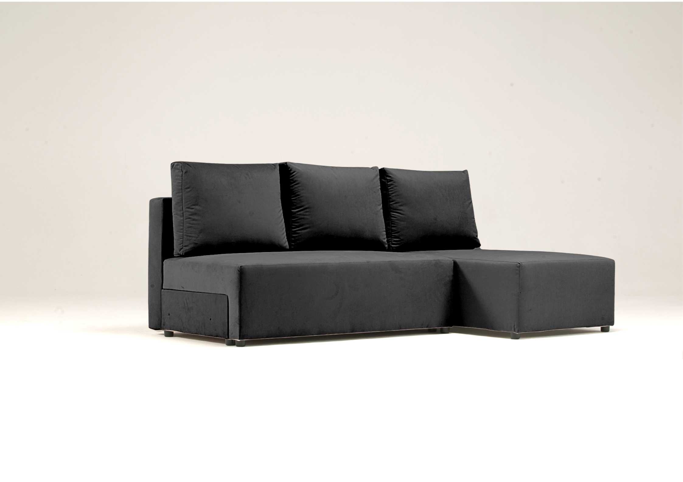 Mały narożnik 200cm rozkładany czarny